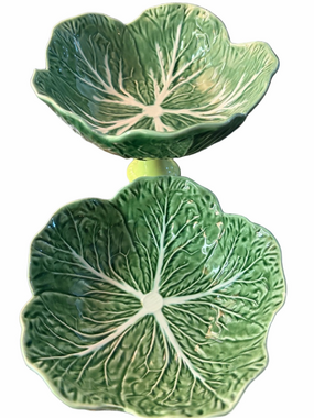 Bordello Pinheiro cabbageware bowl 6.5” set of 2, Vintage, Portugal.signed.